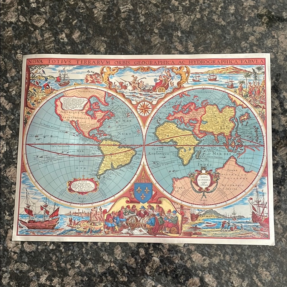 Vintage World Map Poster~ Original Foil!!